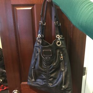 B Makowsky 100% soft black leather handbag